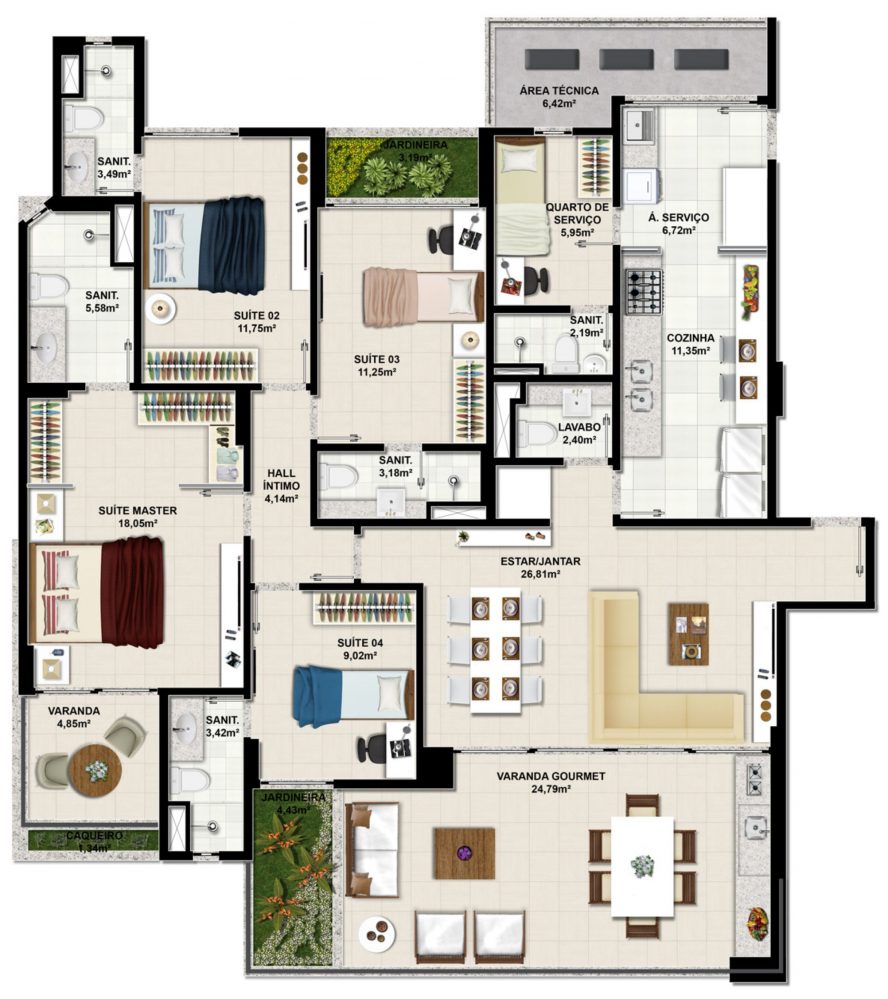 Apartamento Tipo 170 m²