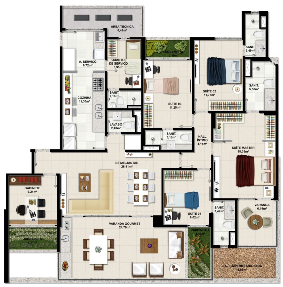 Apartamento Tipo 190 m²